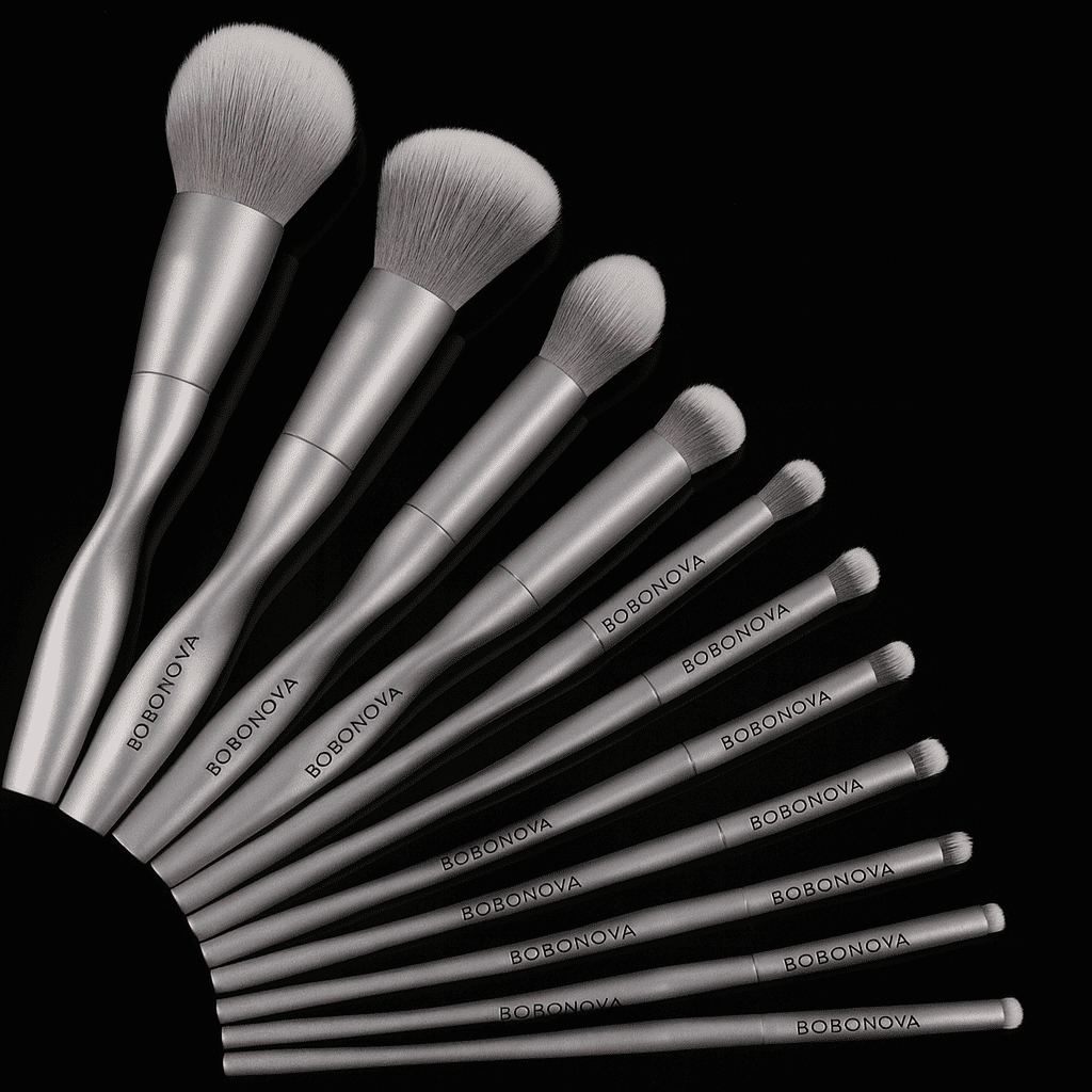 Pinceaux maquillage acier mat personnalisé