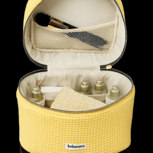 Trousse jaune ronde maquillage personnalisé avec votre logo