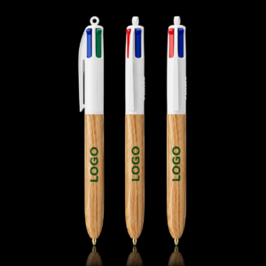 Stylo bic 4 couleurs bois personnalisable