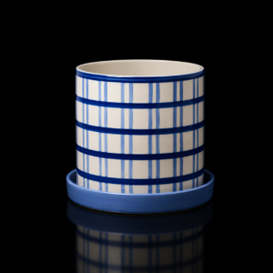 Vase rayé bleu